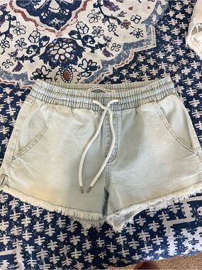 Celebrity Pink Light Denim High-Waist Drawstring Shorts